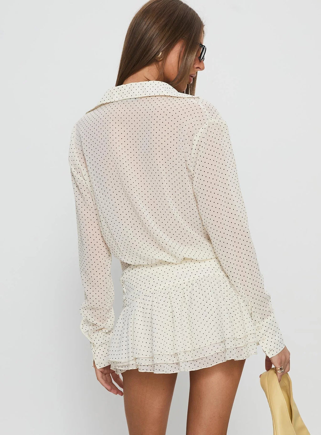 Girls Girls Girls Long Sleeve Mini Dress Porcelain Polka