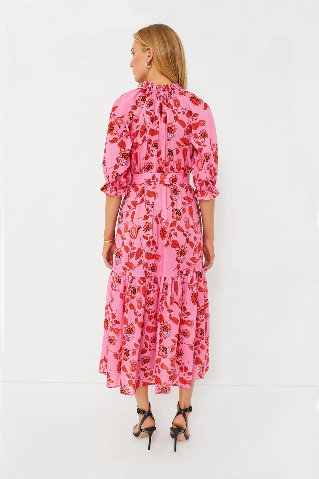 Red and Pink Floral Saratoga Cotton Dress