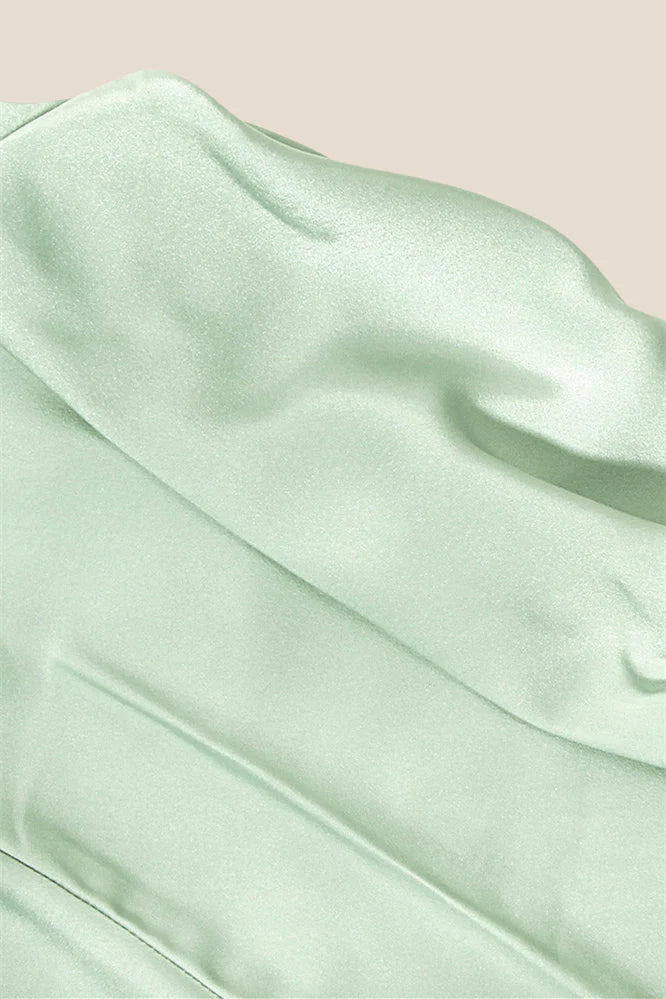 Strapless Sage Ruched Long Dress with Slit