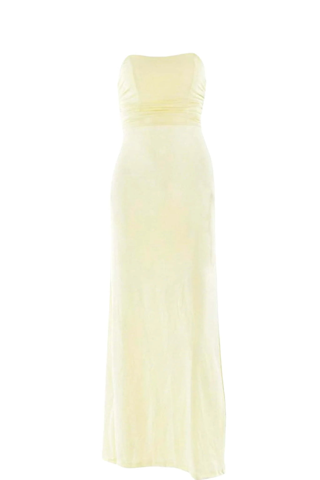 Yellow Strapless Spandex Fitted Long Dress