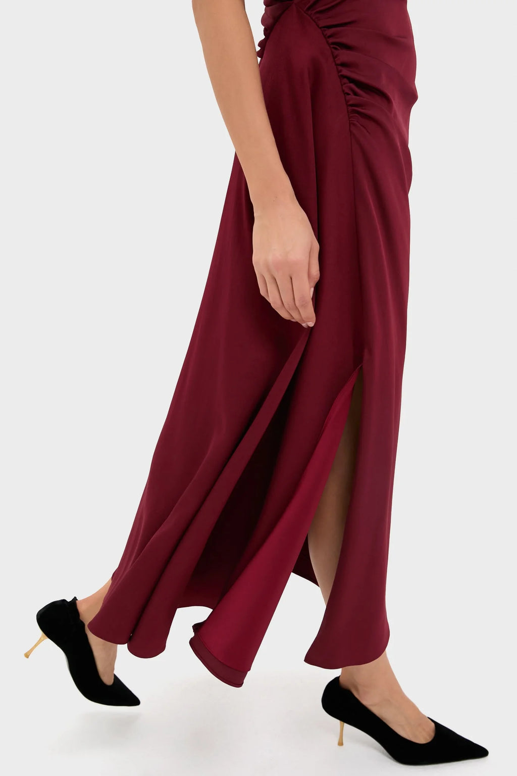 Oxblood Burke Draped Midi Dress