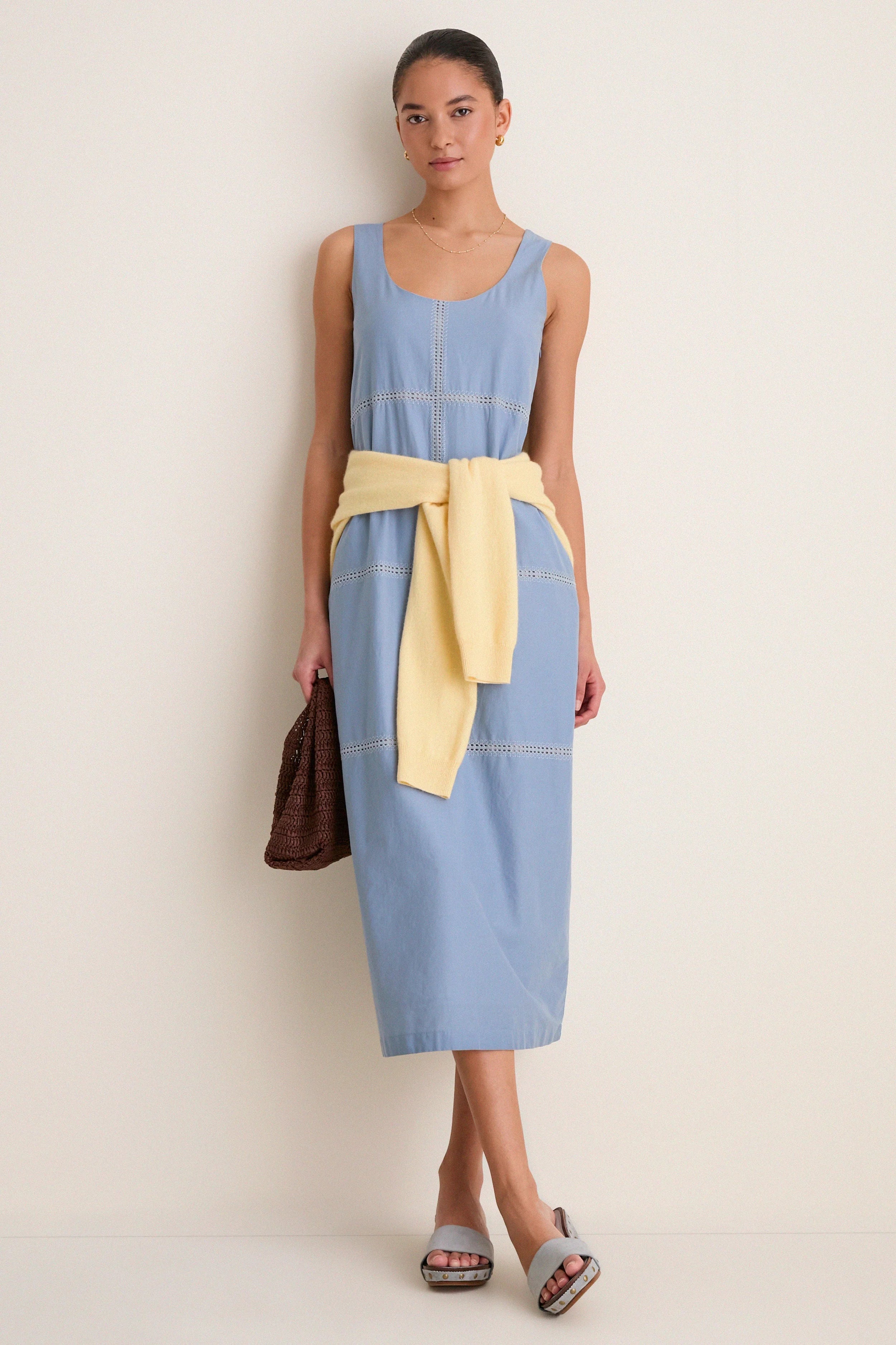Maison Blue Eyelet Violette Column Dress