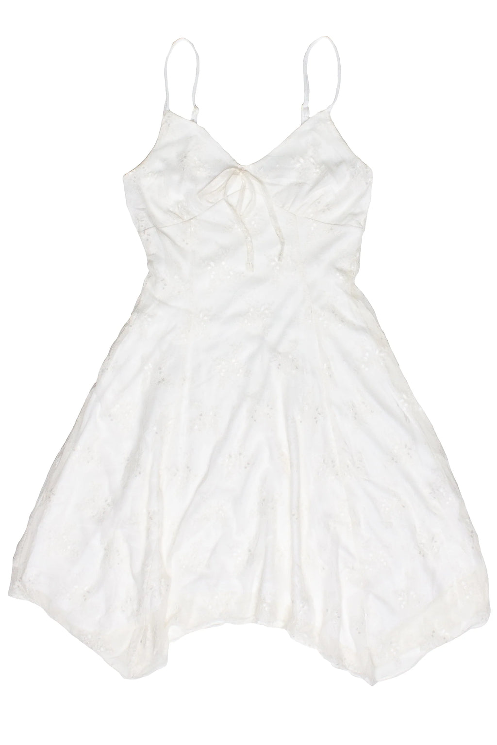 Floral Mesh Lace Hanky Hem Mini Dress
