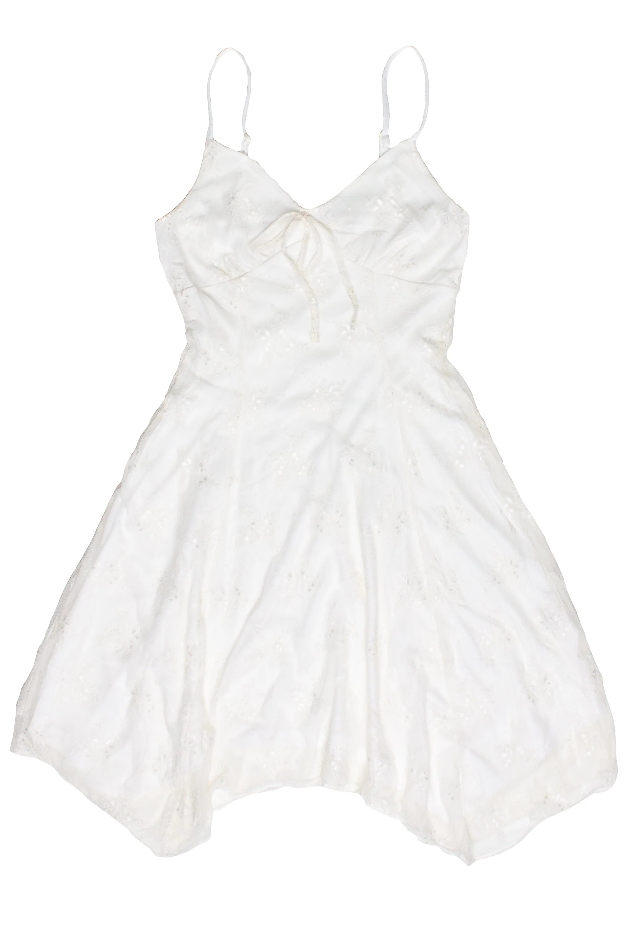 Floral Mesh Lace Hanky Hem Mini Dress