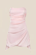 Strapless Pink Ruched Short Homecoming Dress