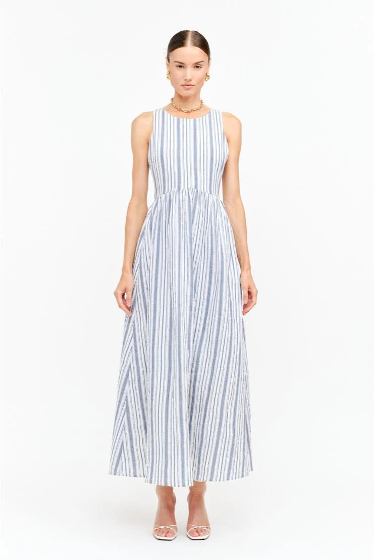 Liz Striped Linen Midi Dress