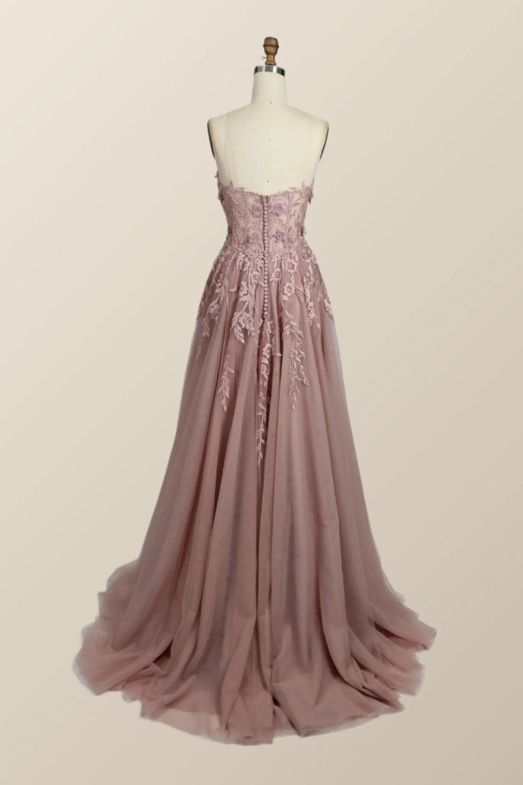 Yellow Floral Embroidery Strapless A-line Formal Dress