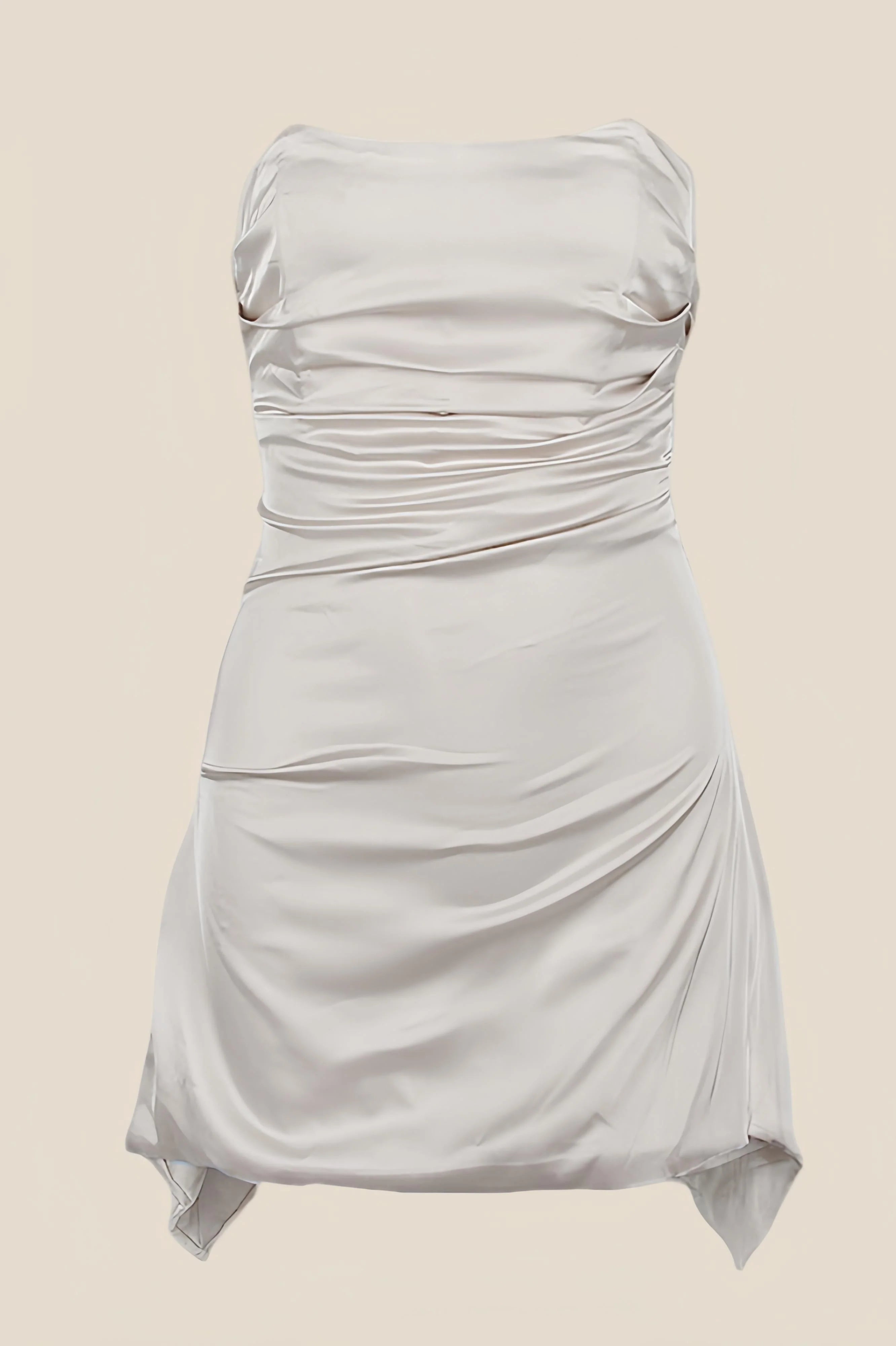 Strapless Navy Blue Ruched Short Dress