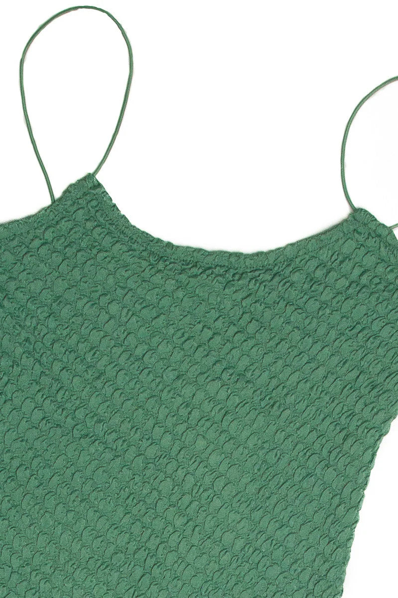Green Bubble Knit Cami Dress