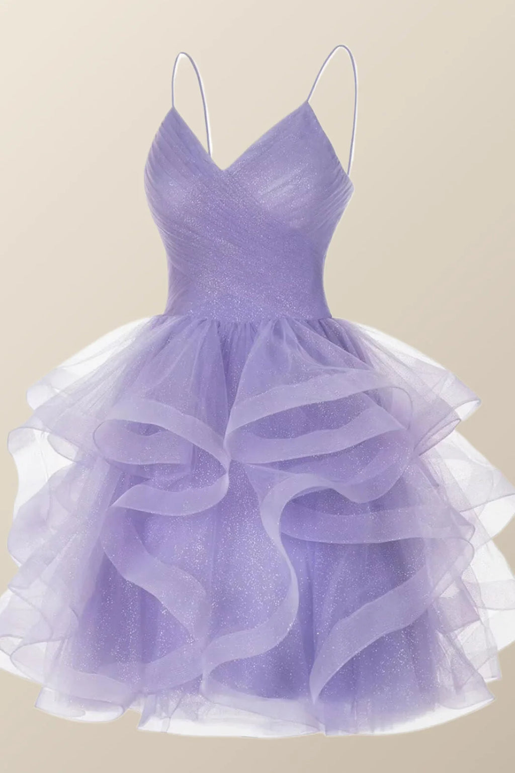 Lavender Ruffles Short A-line Party Dress