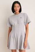 Cobblestone Heather Jersey Knit Crewneck Mini Dress
