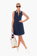 Navy Performance Pleated Golf Dress