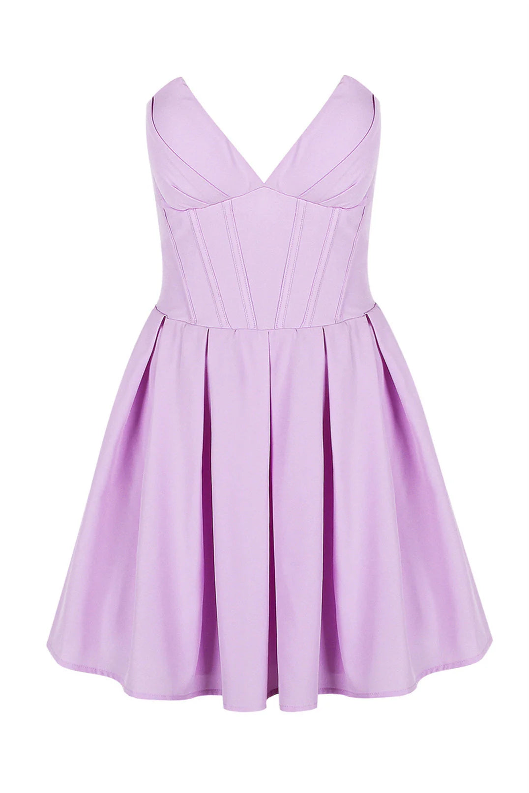 V-neck Pink Pleated Short Party Dress