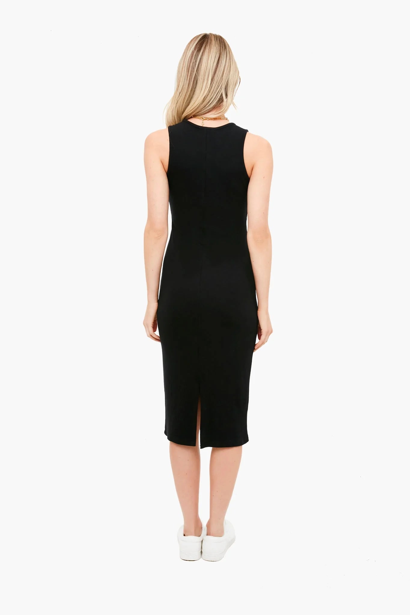 Black Lexi Rib Daytime Midi Dress