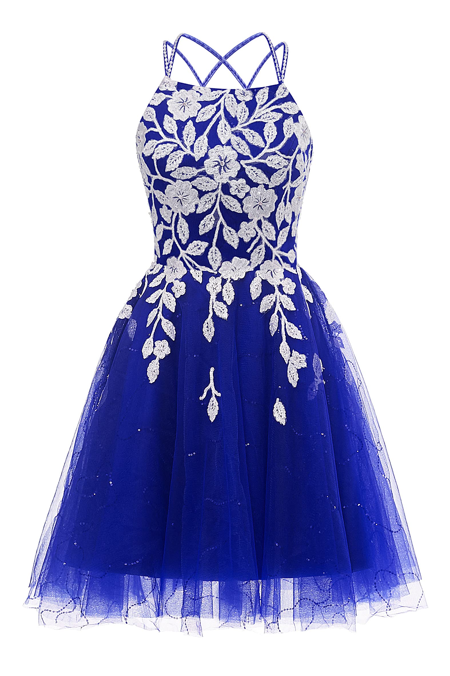 Wine Red Tulle and White Appliques A-line Dress