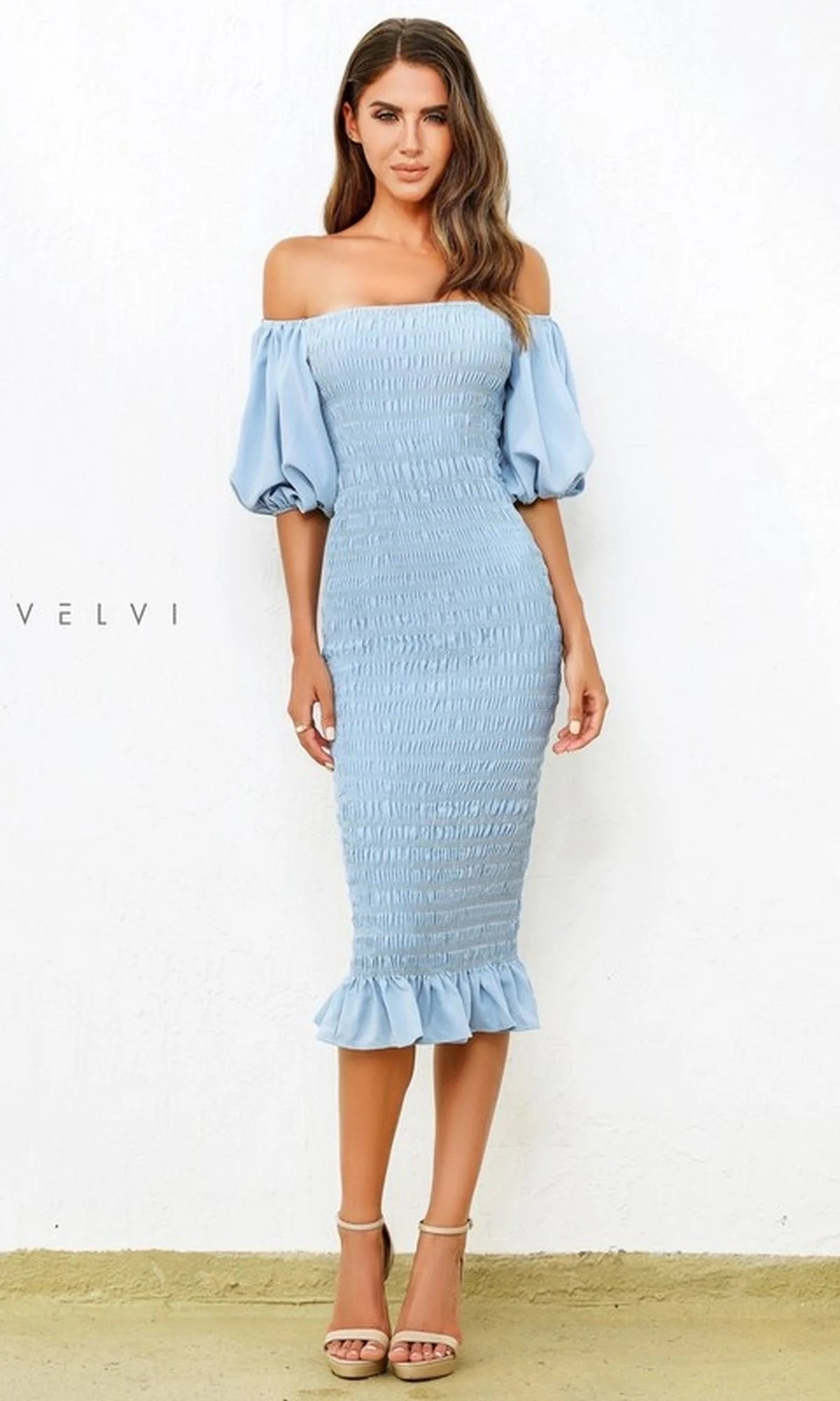 Skyla by Velvi Midi Wedding Guest Dress