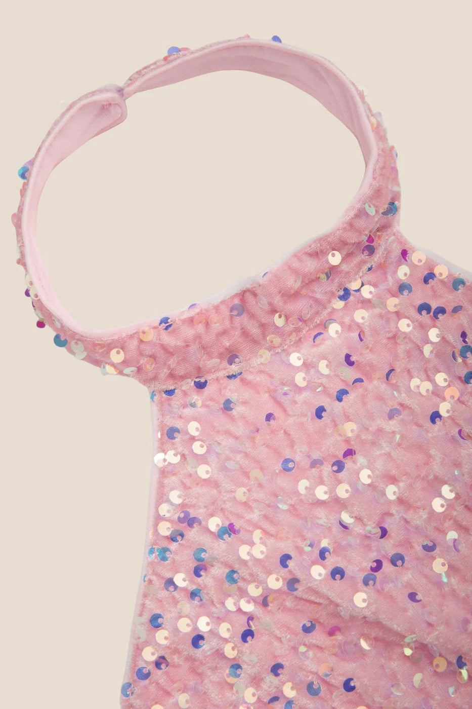 High Neck Pink Sequin Bodycon Short Dress