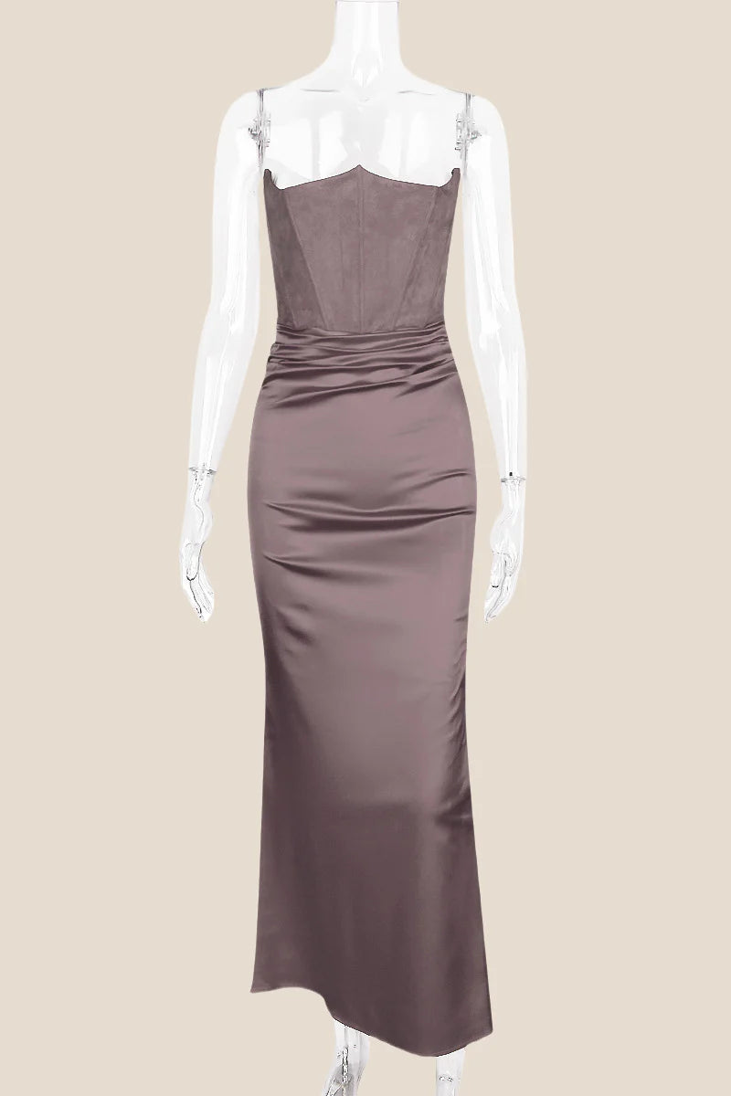 Strapless Red Ruched Mermaid Long Dress