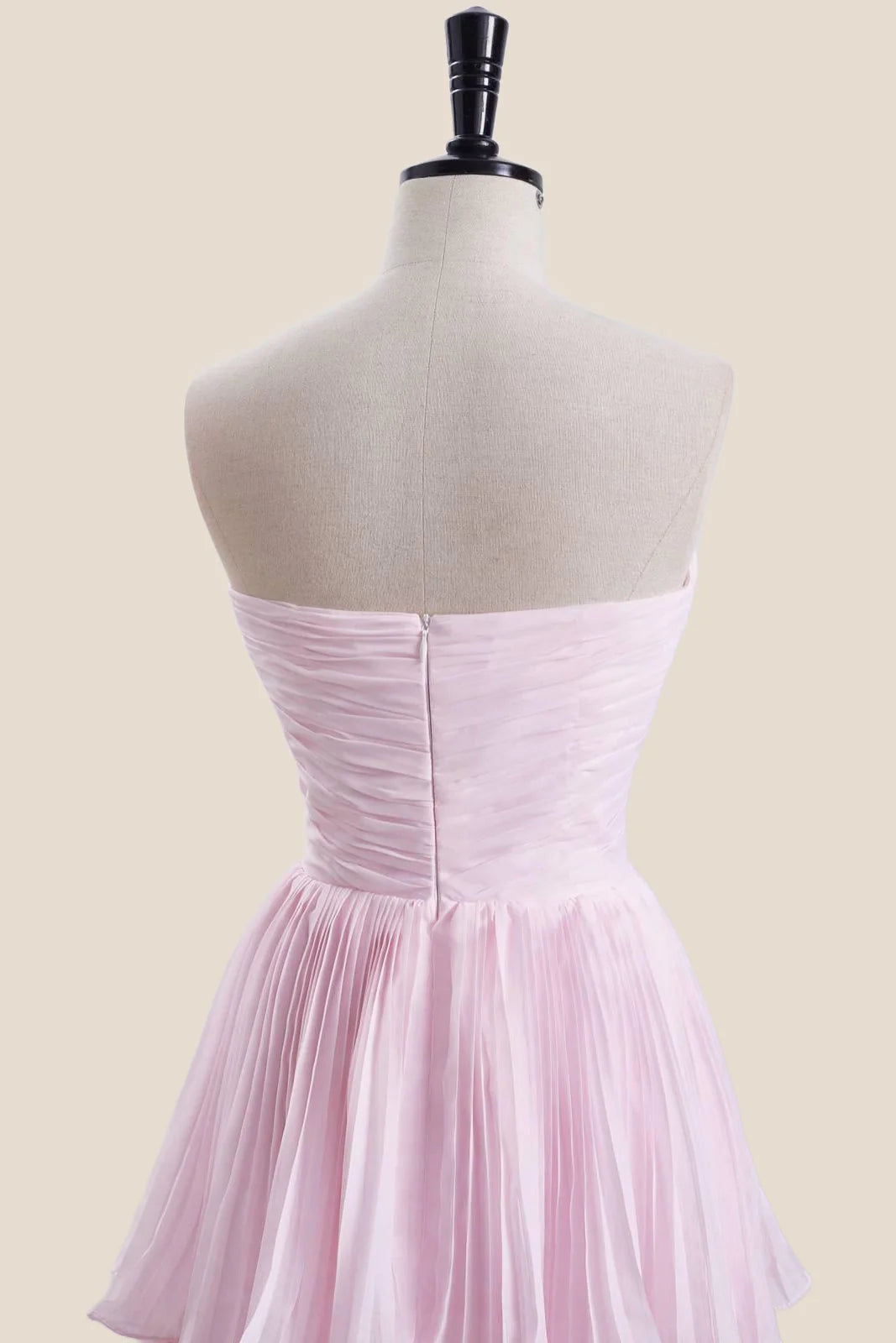 Strapless Light Blue Pleated Tiered Long Party Dress