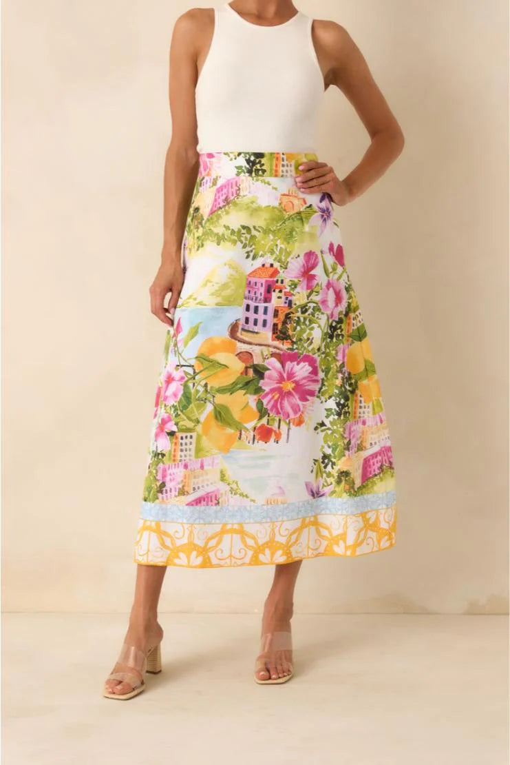Sorrento Gardens Duo Printed Peplum Top & Matching Maxi Skirt (Sold Separately)