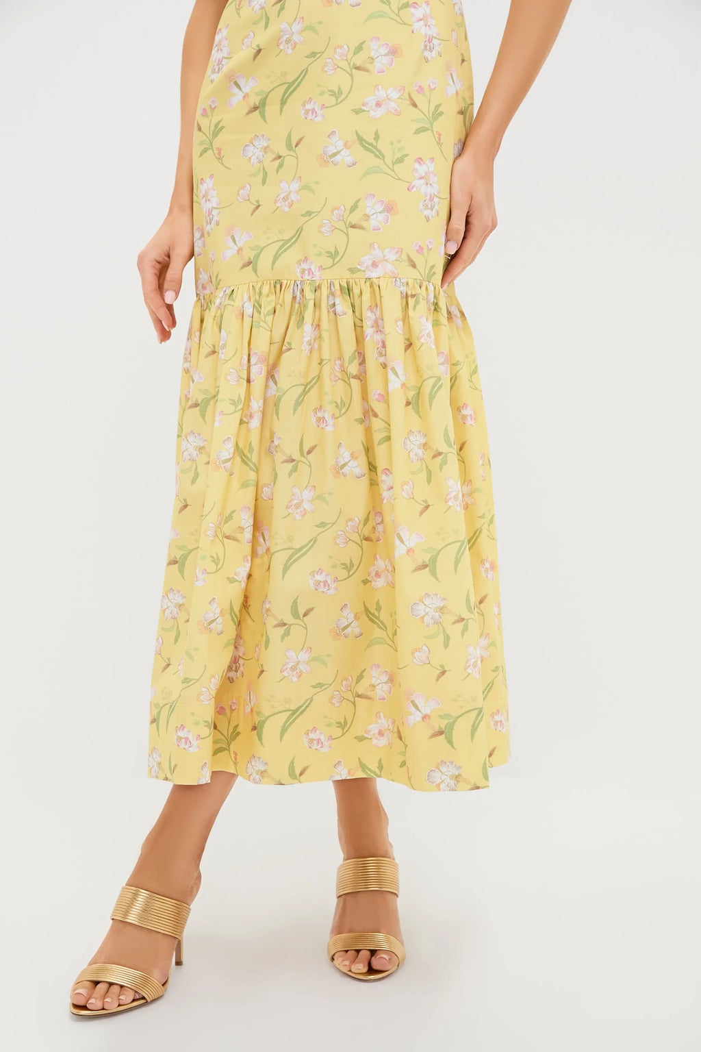 Yellow Hibiscus Low-Back Dress