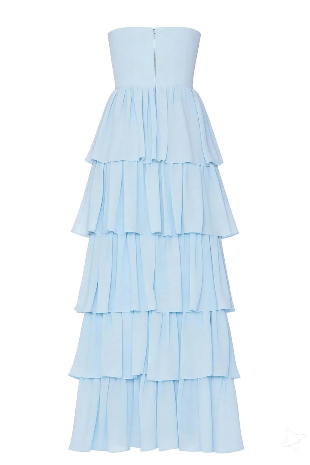 Light Blue Chiffon Sweetheart Ruffle Long Dress