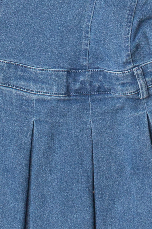 Strapless Denim Pleated Mini Dress
