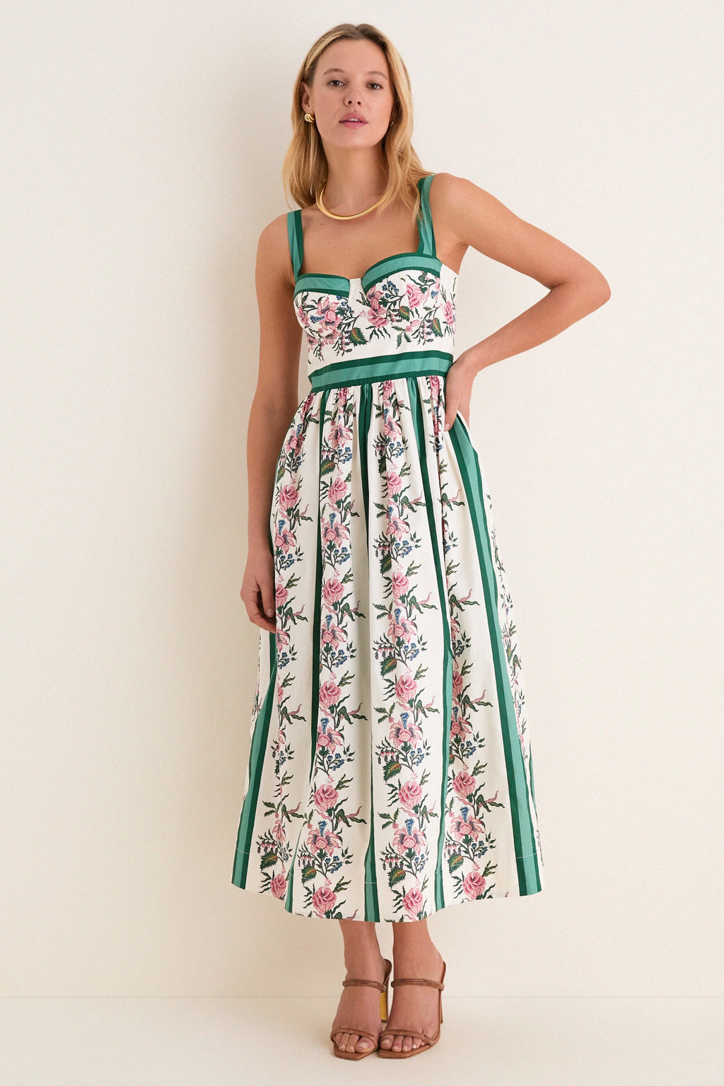 Belle Bouquet Stripe Cotton Maria Dress