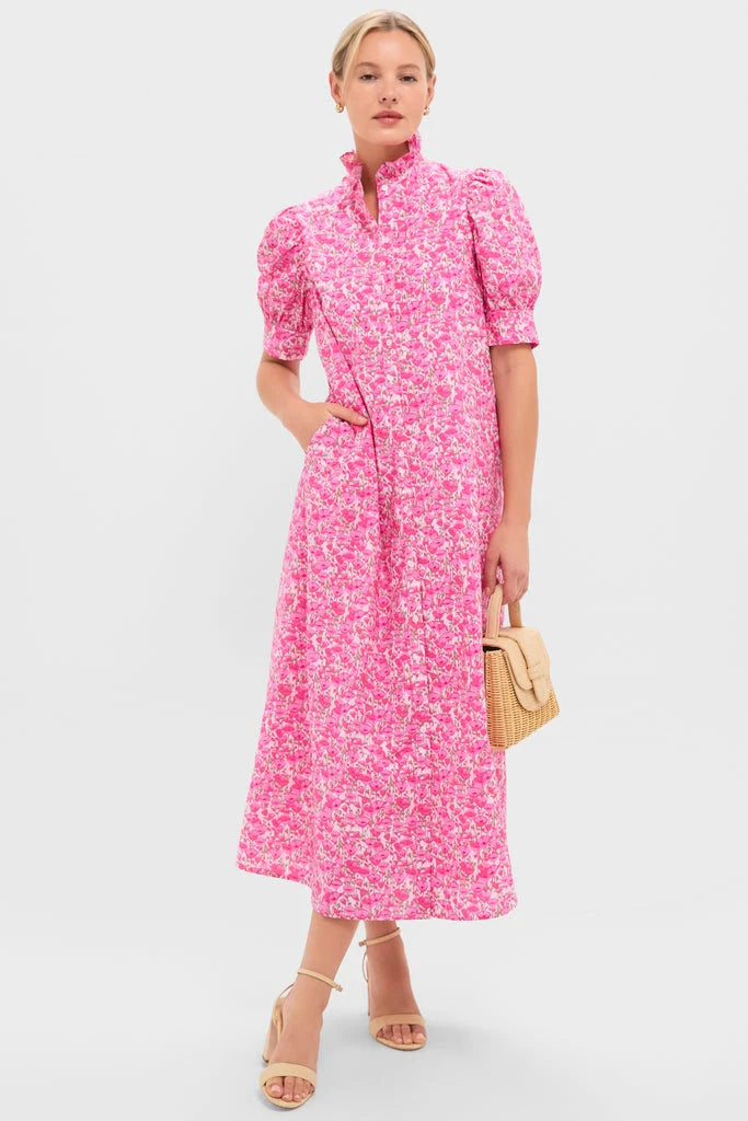 Pink Poppies Floral Louisa Maxi Dress