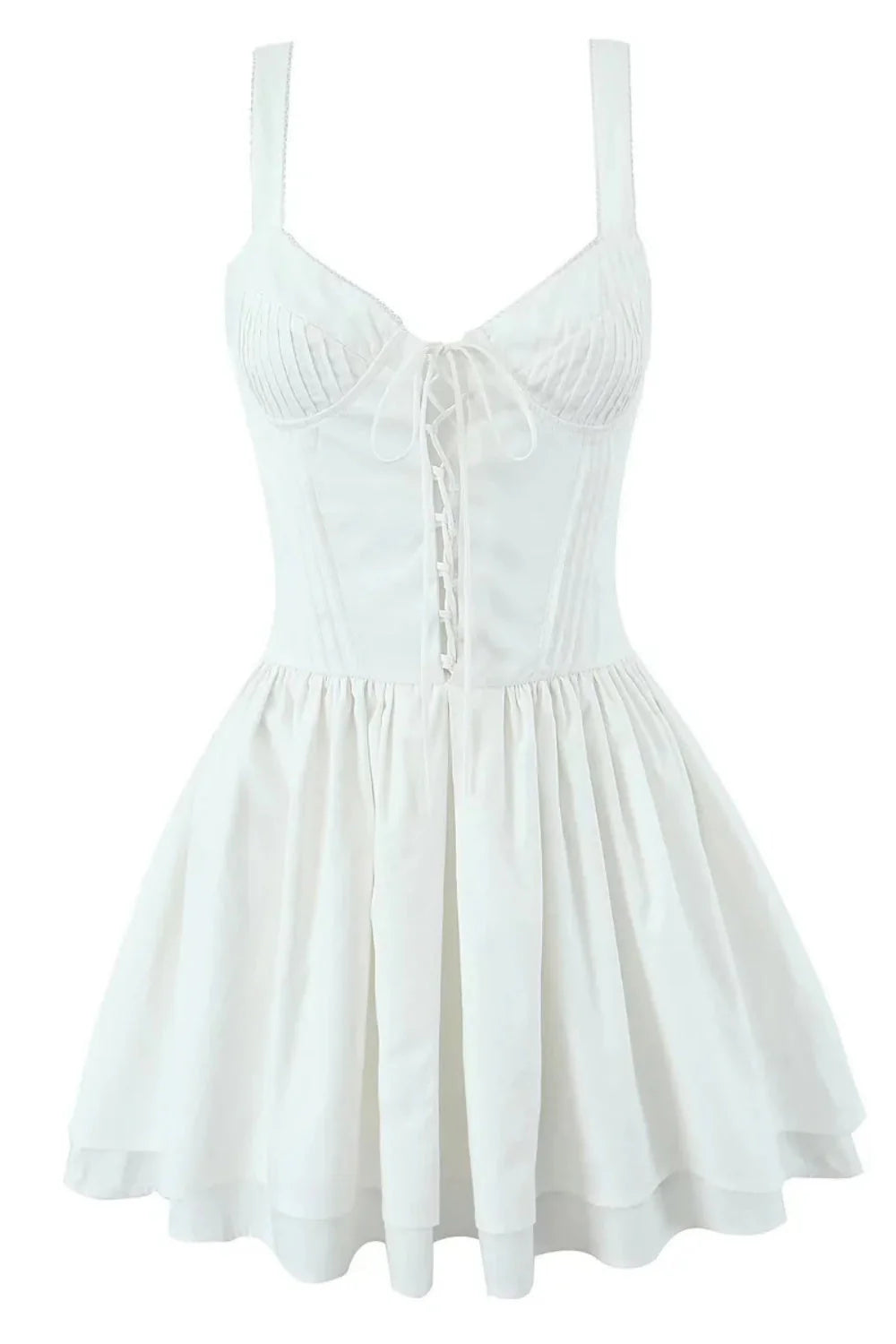 Yellow V-neck Lase-up Ruffle Party Dress