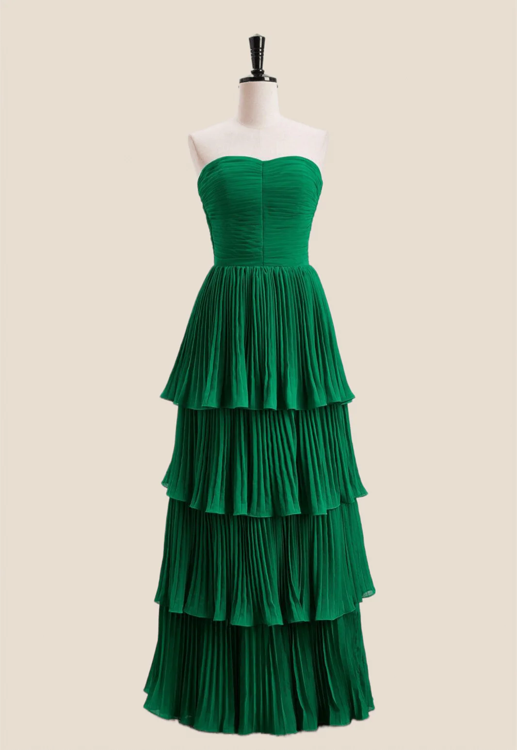 Strapless Lavender Pleated Tiered Long Party Dress