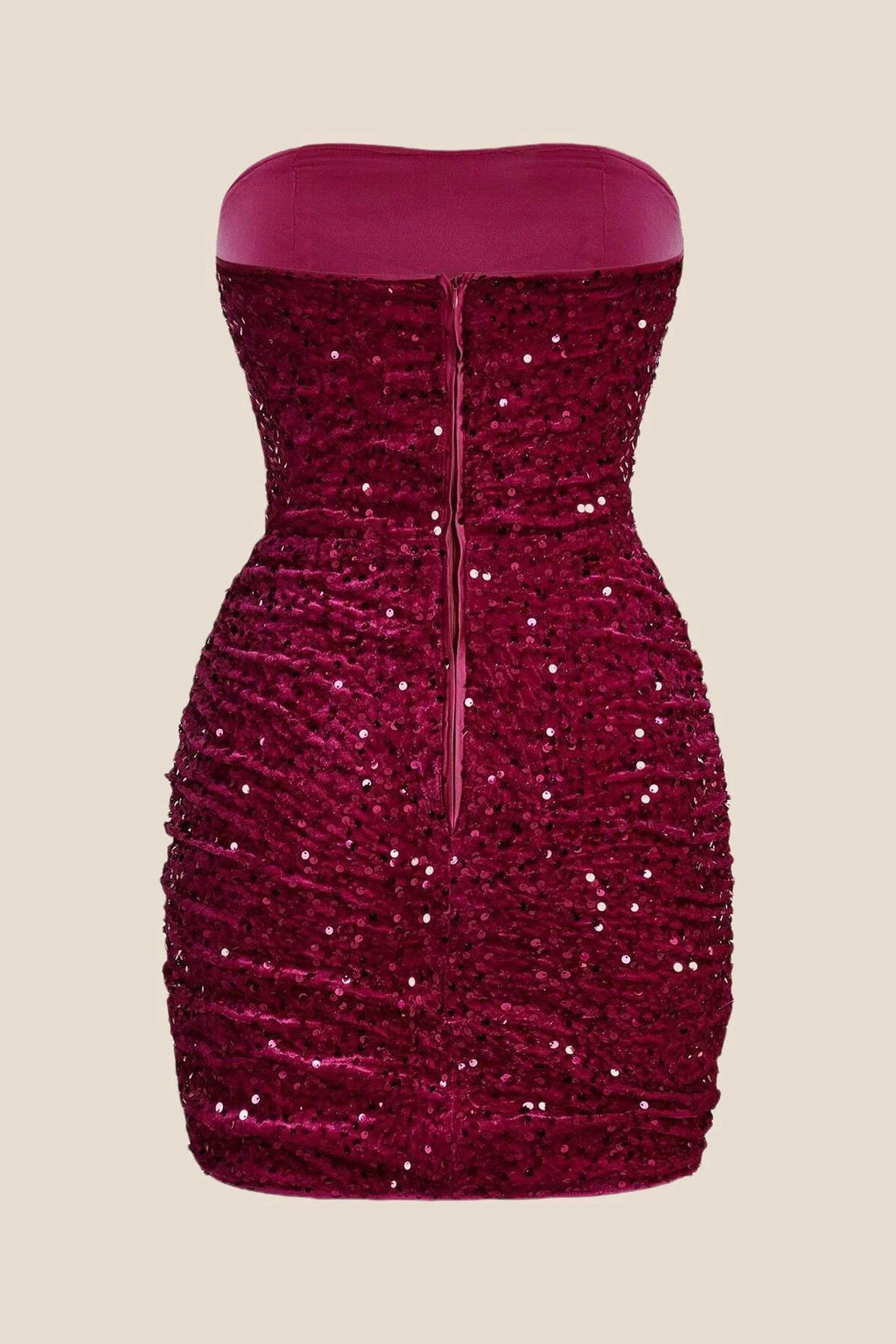 Strapless Pink Bodycon Sequin Short Dress