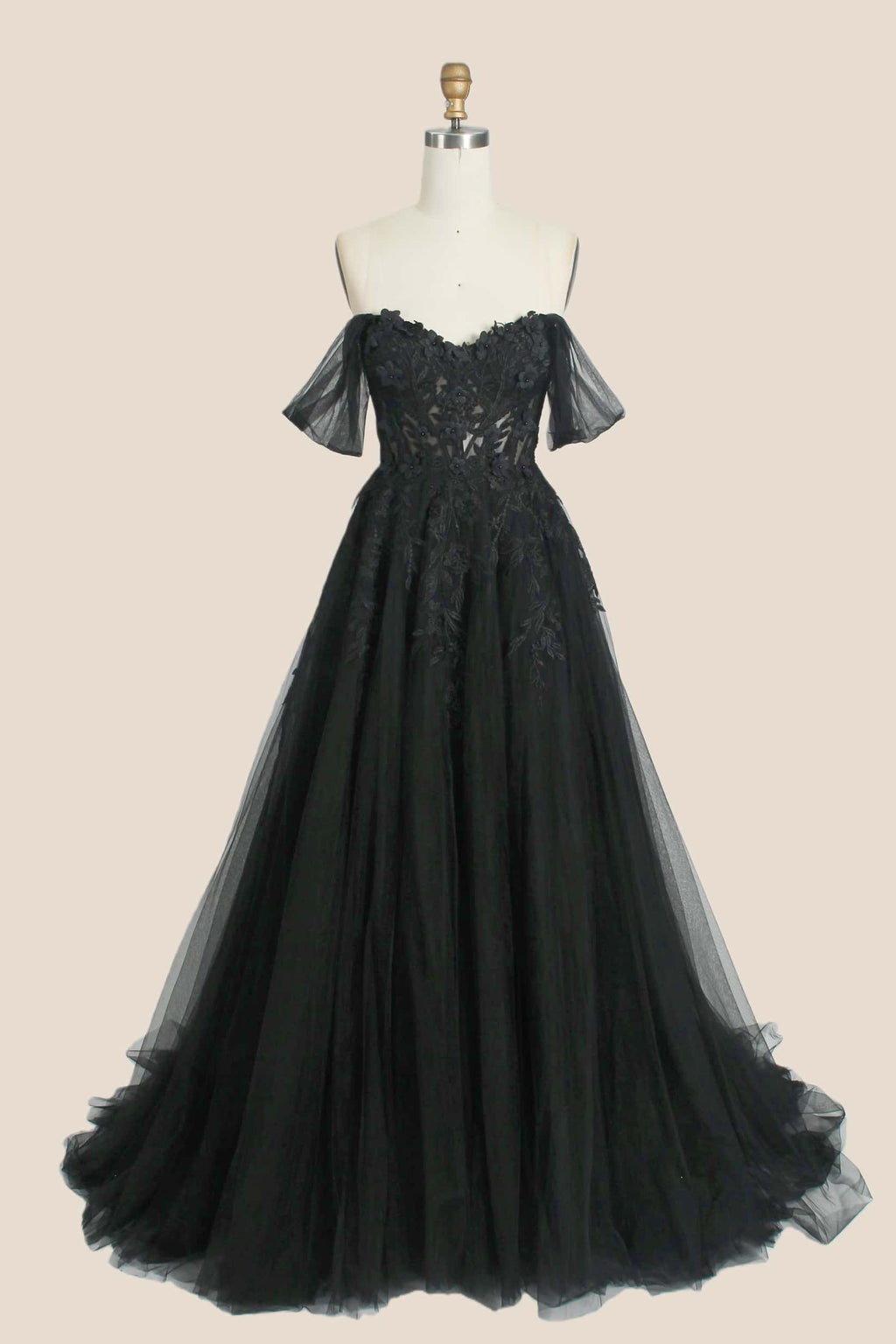 Yellow Floral Embroidery Strapless A-line Formal Dress