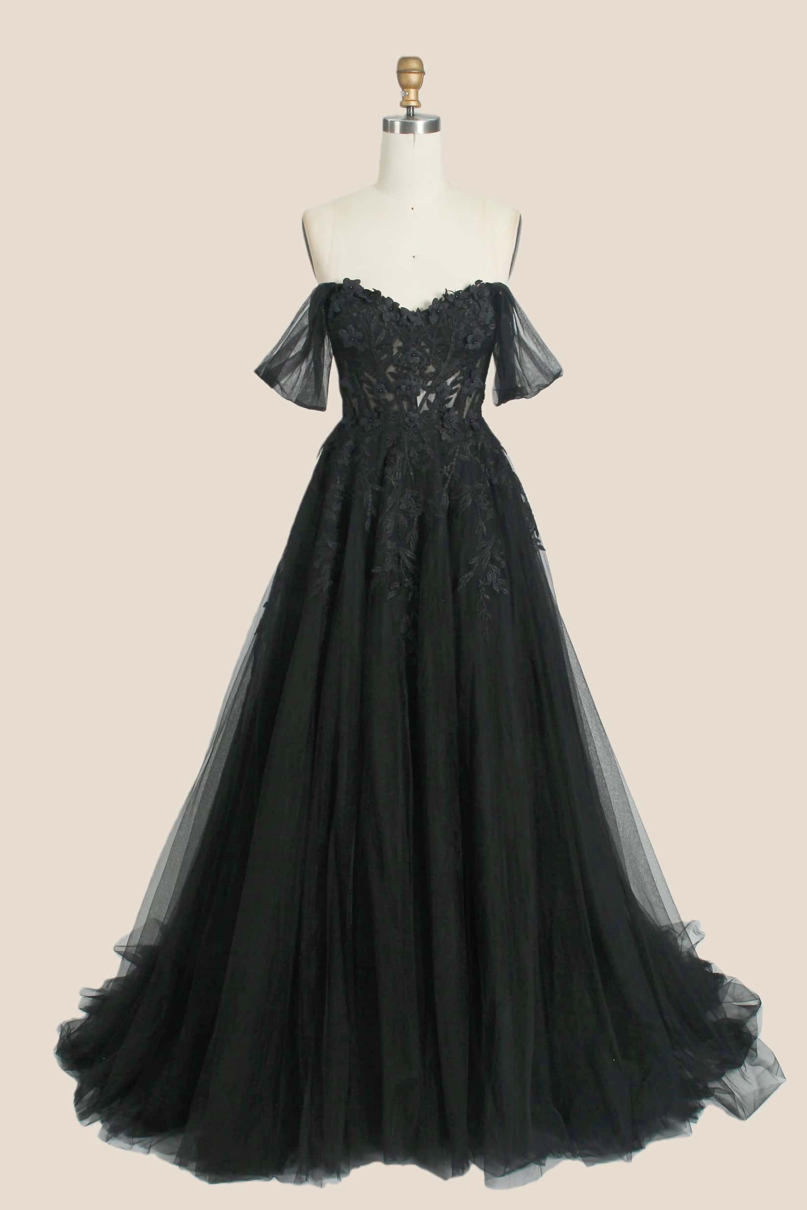 Yellow Floral Embroidery Strapless A-line Formal Dress