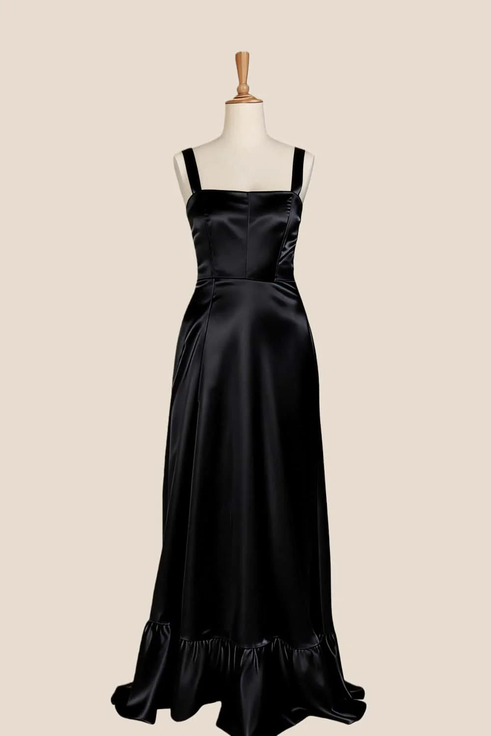 Yellow Soft Sati Square Neck A-line Maxi Dress