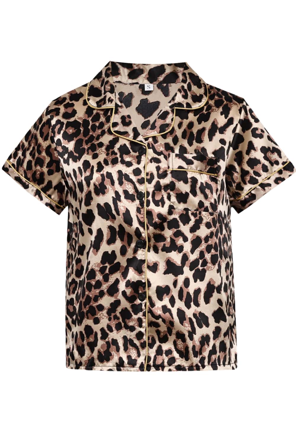 Two Piece Leopard Short Sleeves Pajamas Set
