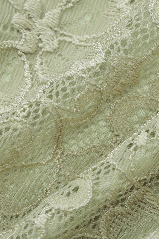 V-neck Green Lace Bodycon Short Dress
