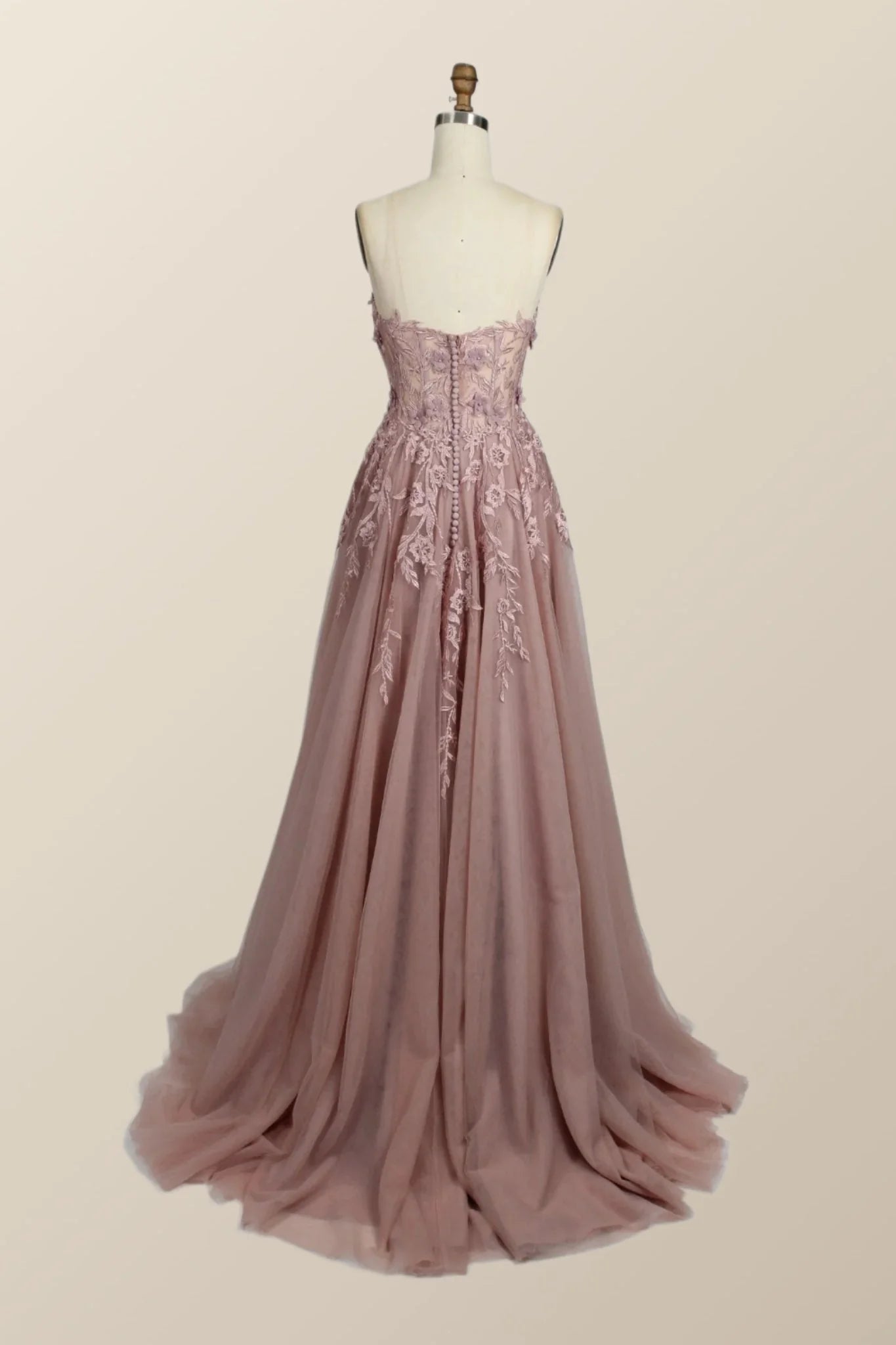 Light Blue Floral Embroidery Strapless A-line Formal Dress