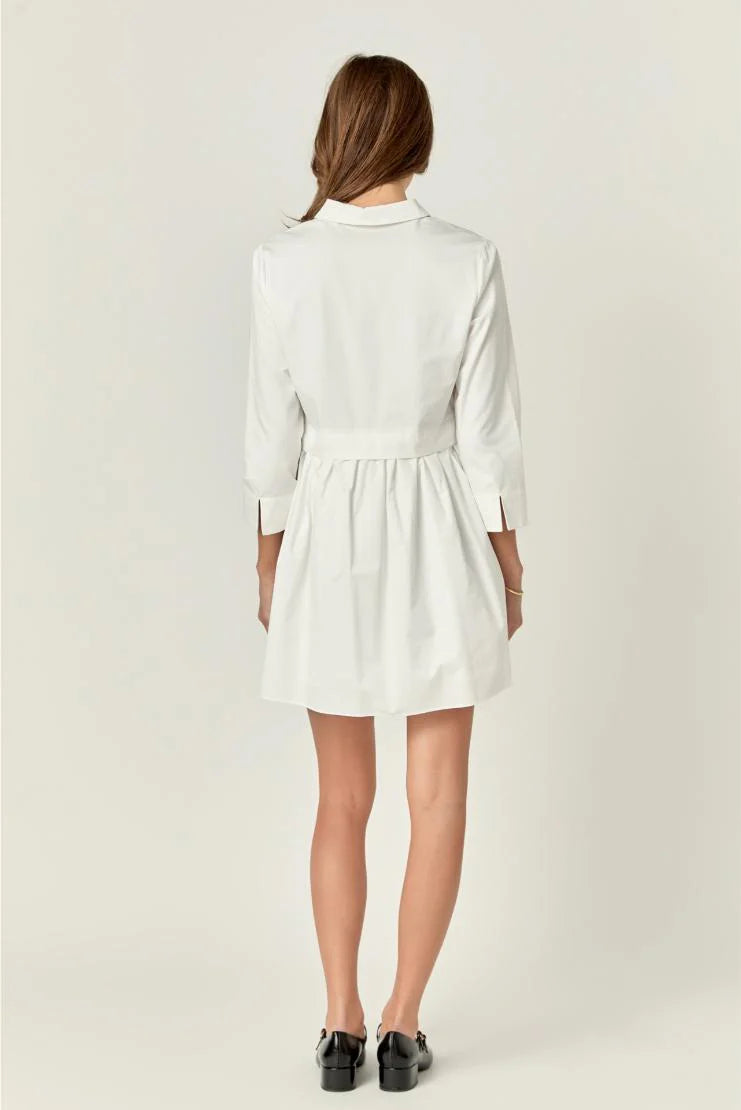 Georgie Collared Button Up Shirt Dress - White