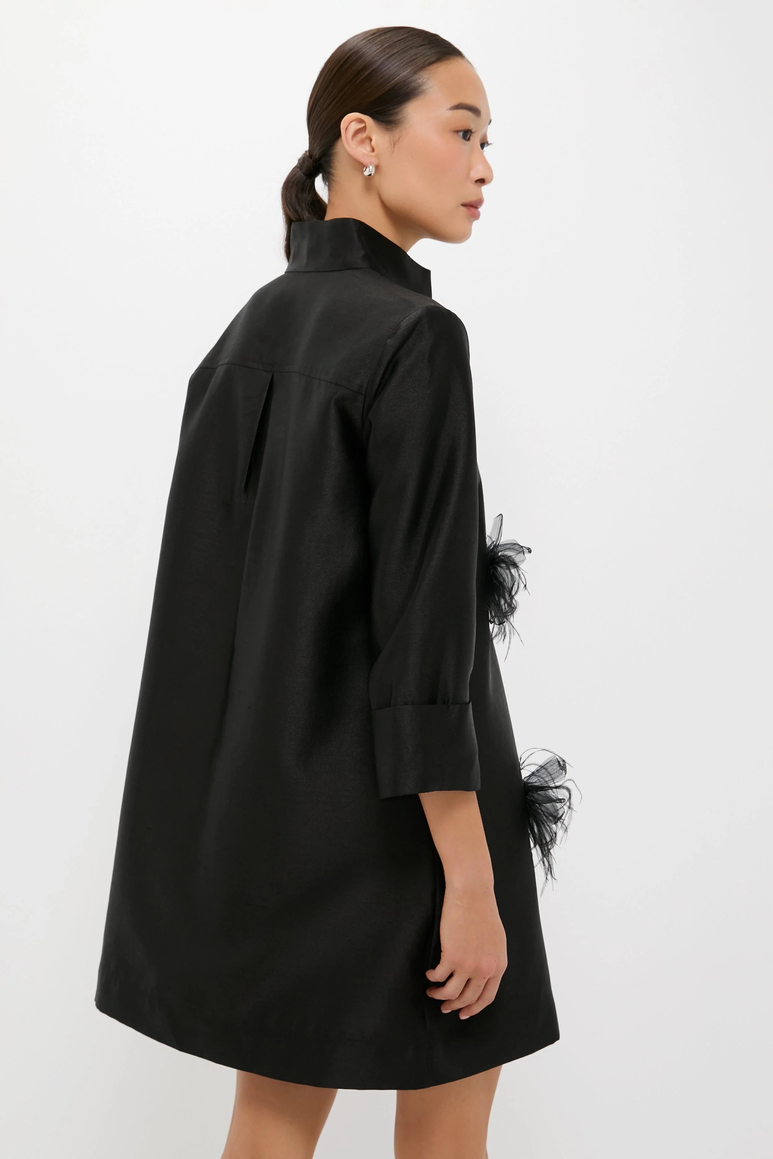 Black Embellished Dupioni Megan Dress