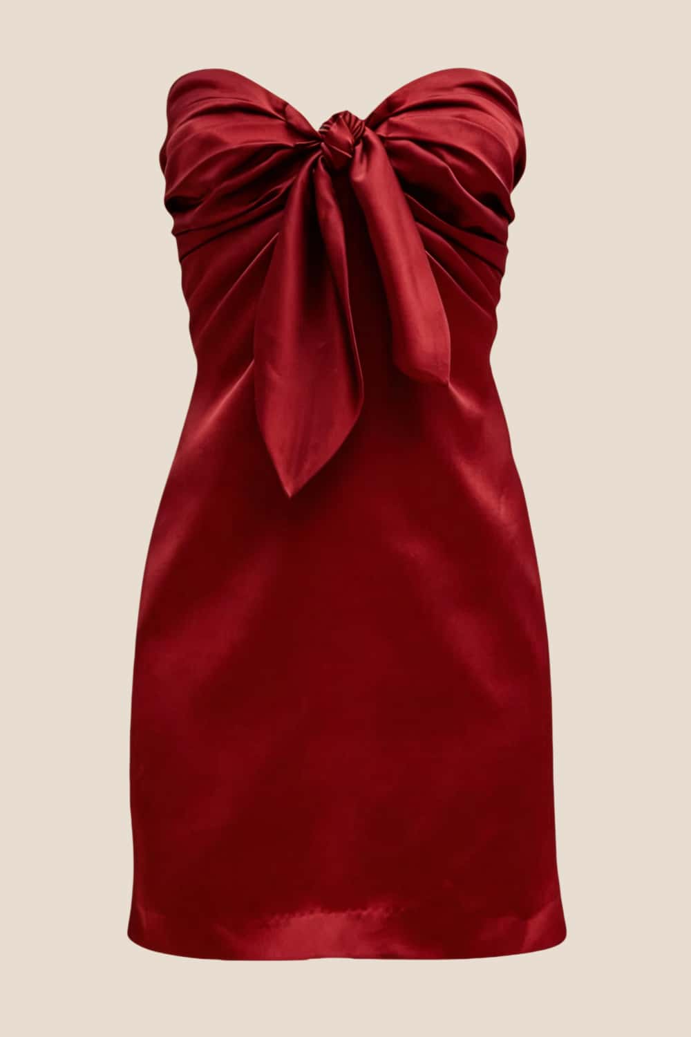 Strapless Red Tie Front Short Dress
