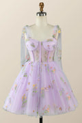 Lavender Floral Corset A-line Princess Dress