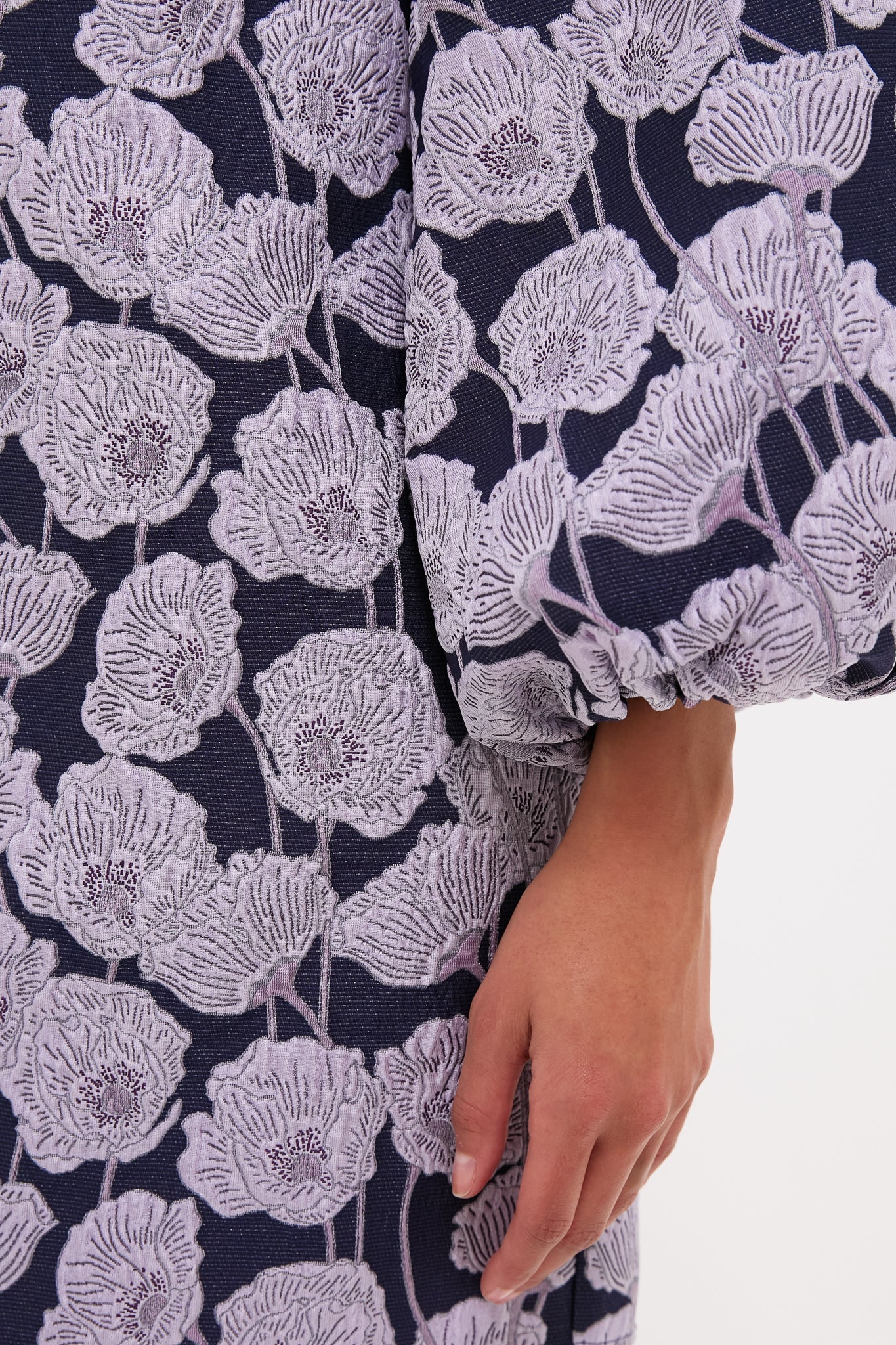 Lilac & Navy Floral Jacquard Janie Mini Dress