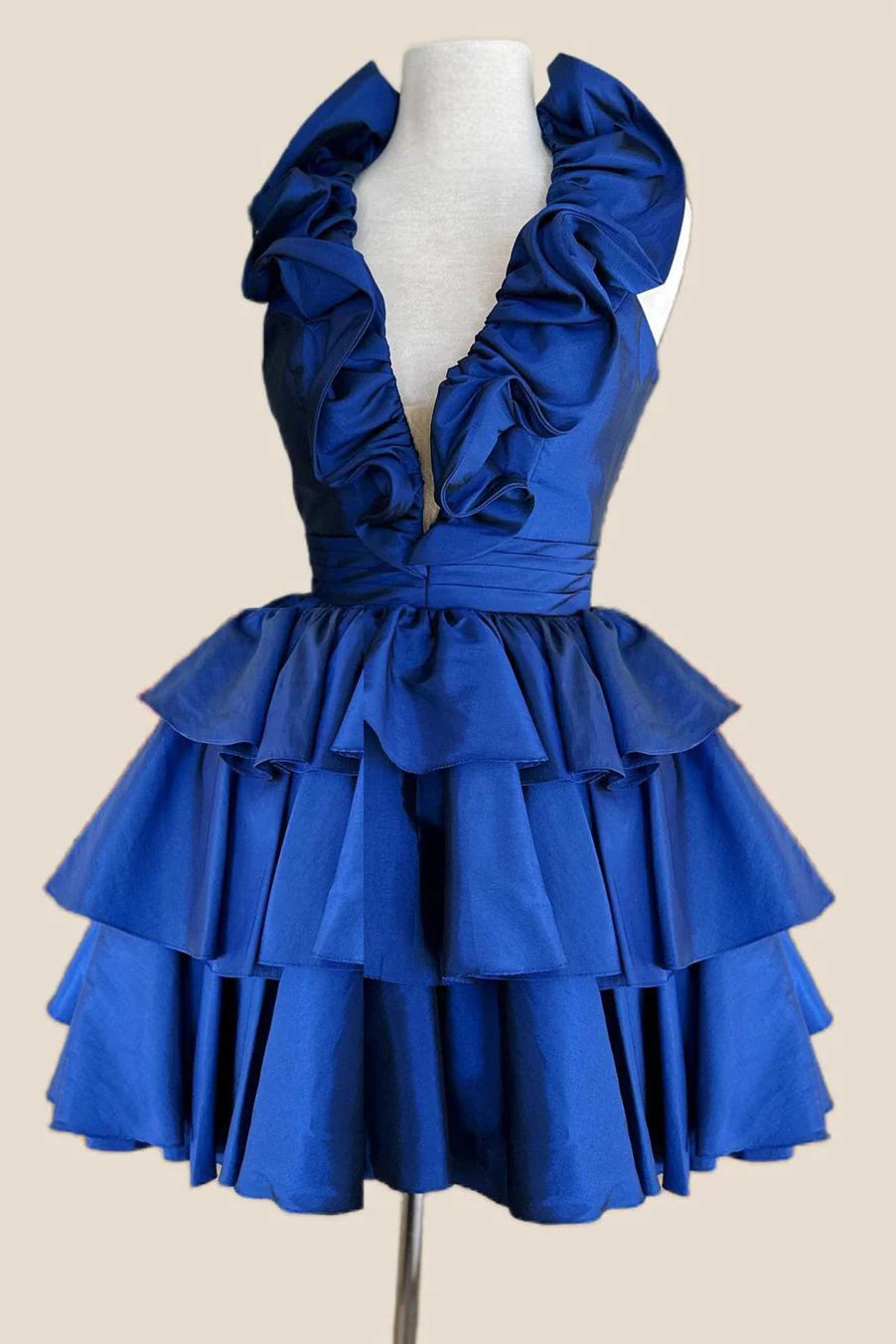 Halter Sage Green Ruffle Tiered Short Dress