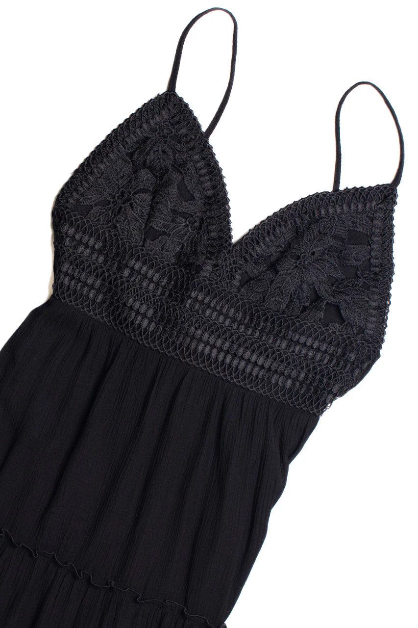 Lace Top Tiered Maxi Dress