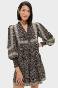 Multi Emmeline Print Long Sleeve Mini Tiered Dress