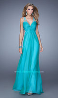 La Femme Strappy-Back Knot-Front Long Prom Dress