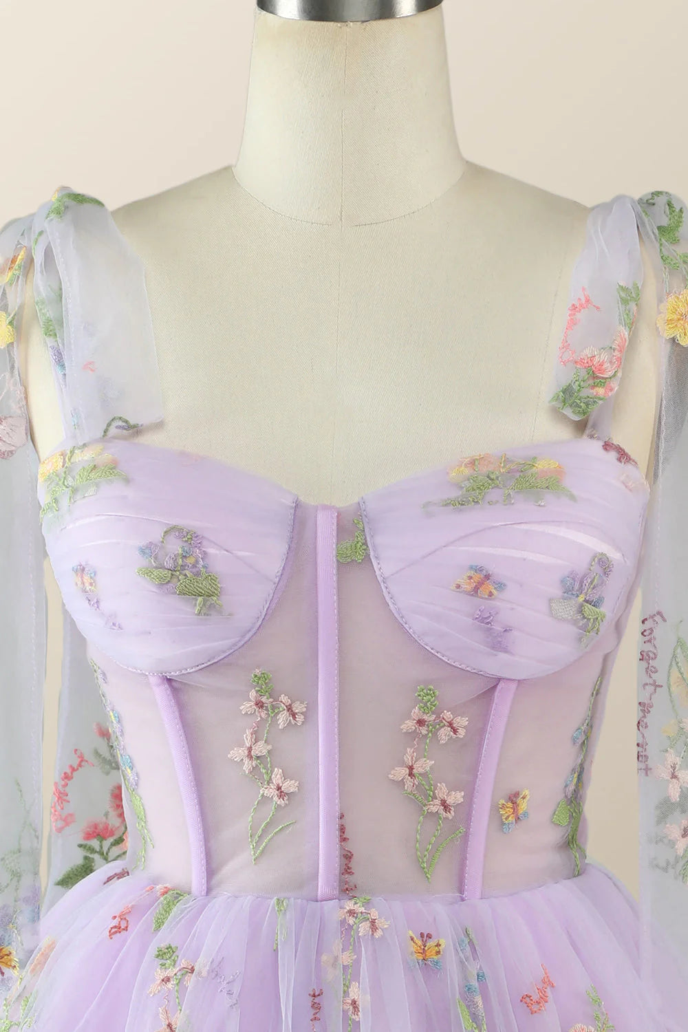 Lavender Floral Corset A-line Princess Dress