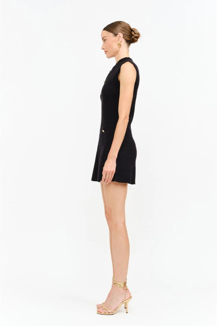 Carly Gold Buttons Knit Mini Dress