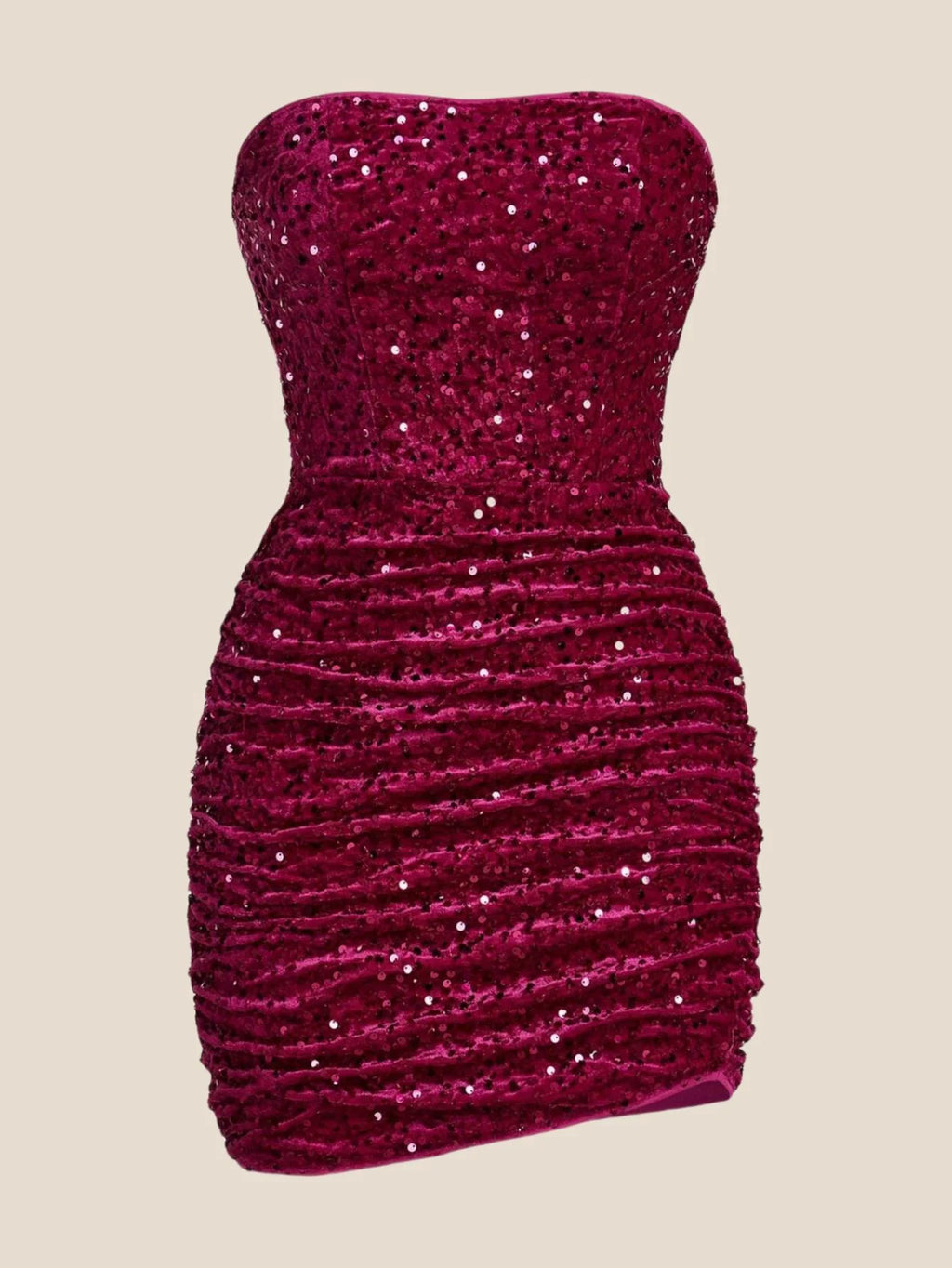 Strapless Pink Bodycon Sequin Short Dress